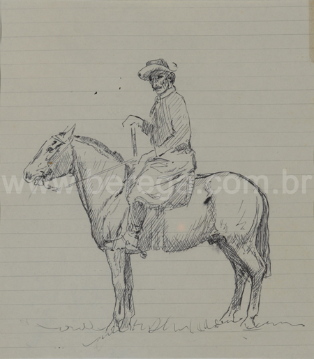 Desenho de gaúcho à cavalo - não datado